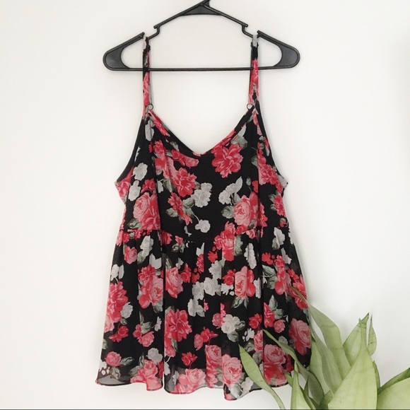 torrid Tops - Torrid Floral Peplum Adjustable Straps Top Size 2